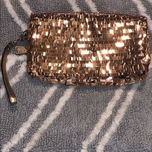 Rose Gold Sequin Coach Clutch